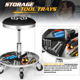 Magshion Rolling Stools with Wheels 300 lbs Capacity Pneumatic Rolling Mechanic Stool, Height-Adjustable Padded Roller Seat with Wheels & Tool Tray Magshion