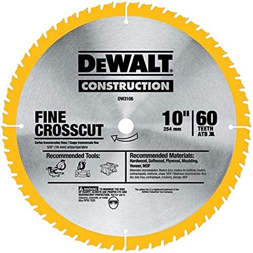 DEWALT 10-Inch Miter / Table Saw Blade, Fine Finish, 60-Tooth, 2-Pack (DW3106P5D60I) - WoodArtSupply