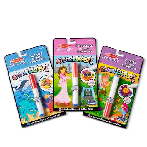 Melissa & Doug On the Go ColorBlast! Activity Books Set - Fairy, Princess, and Sea Life Melissa & Doug