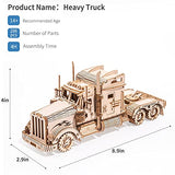 RoWood Model Car Kit to Build,3D Wooden Puzzle, Scale Mechanical Vehicle Model Building Kits, Best Toys Gift for Adults & Teens - Heavy Truck RoWood