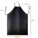 LRUUIDDE Waterproof Rubber Vinyl Apron Black - 43" Light Duty Aprons - Stay Dry - Industrial Chemical Resistant Plastic, Long Black Bib Apron for LRUUIDDE