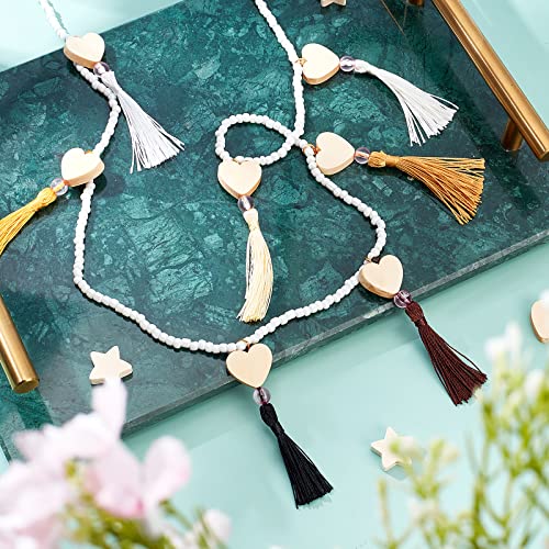 OLYCRAFT 150Pcs Natural Wood Beads Star Wood Beads Heart Round Unfinished Wooden Loose Beads Spacer Beads with Hole for Craft DIY Jewelry Making - 3 OLYCRAFT