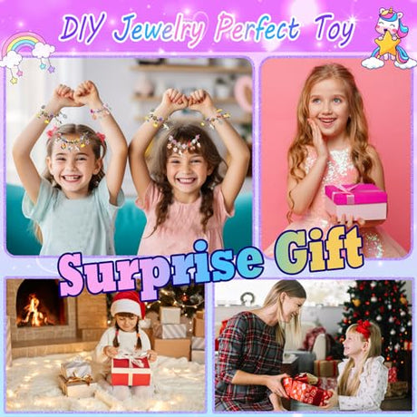 BEIKEETOO Charm Bracelet Making Kit for Girls 8-12 DIY Bead Jewelry Making Kit with Box, Unicorn Mermaid Arts and Crafts for Kids 6-8 Gifts for Girl BEIKEETOO
