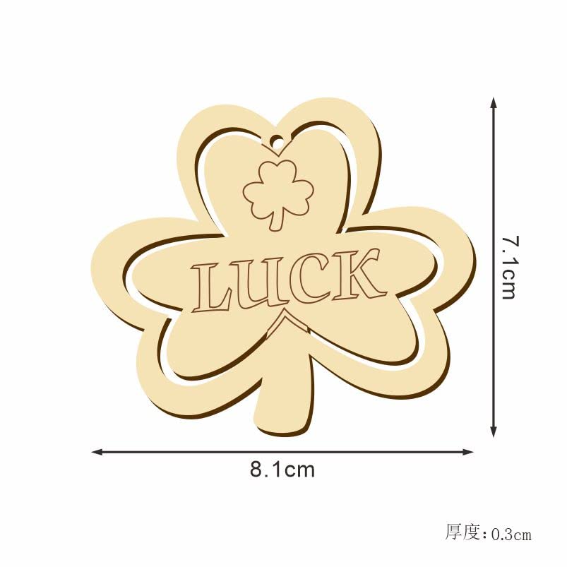 HIPIHOM St. Patrick's Day Shamrock Wooden Ornaments Unfinished Wood Clover Cutouts with Ropes for St. Patrick's Party Tree Table Decorations (30 - WoodArtSupply