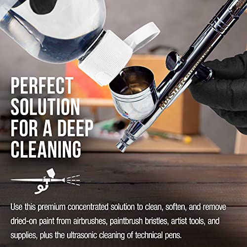 U.S. Art Supply Airbrush Cleaner, 4-Ounce Bottle - Fast Acting Cleaning Solution, Quickly Remove Water-Based Acrylic Paint, Watercolor, Makeup, Inks US Art Supply