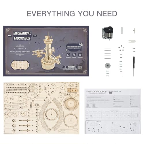 Rowood 3D Wooden Puzzles for Adults, Toy Airplane Activities for Kids, Music Boxes for Girls, Gift for Family on Father's Day/Birthday/Christmas - RoWood