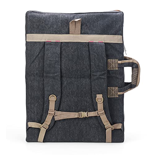 TRANSON Art Portfolio Case Artist Backpack Canvas Bag Large 26” x 19.5”Black Color TRANSON