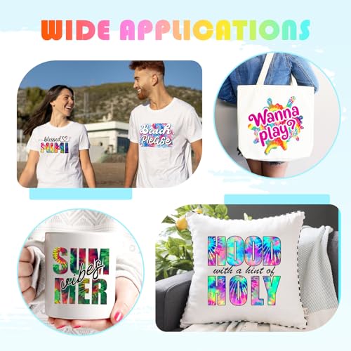 Tintnut Tie Dye Infusible Ink Transfer Sheets - 12 Sheets 12"x10", Seamless Colorful Sublimation Transfer Paper Bundle Compatible with Cricut for DIY Tintnut