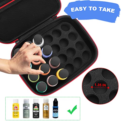 Case for Apple Barrel Acrylic Paint with 10 Acrylic Paint Brushes Paint Bottle Organizer Storage for 24 Bottles of 2 oz Acrylic Paint Supplies Sets Bjabtan