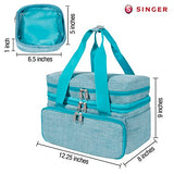 SINGER Sewing Accessories Organizer (Bag Only) – Double Layer Portable Sewing Storage Bag with 2 Detachable Pouches and 18 Storage Compartments, SINGER