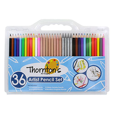 Thornton's Art Supply 36 Count Professional Hi-Quality Artist Colored Pencil Set WoodArtSupply