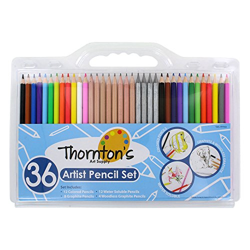 Thornton's Art Supply 36 Count Professional Hi-Quality Artist Colored Pencil Set - WoodArtSupply