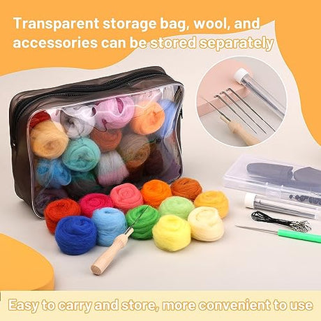 45 Colors Needle Felting Kits for Beginners, Needle Felting Supplies Kits with Tools, Felt Starter Kits with Felting Needles, Storage Bag Needle SOCNITC