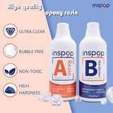 32 fl.oz Craft Epoxy Resin and Hardener Kit, Crystal Clear, Food Safe & Low Odor, Bubble Free, High Hardness for Casting (Deep Pour) and Art, Wood, INSPOP