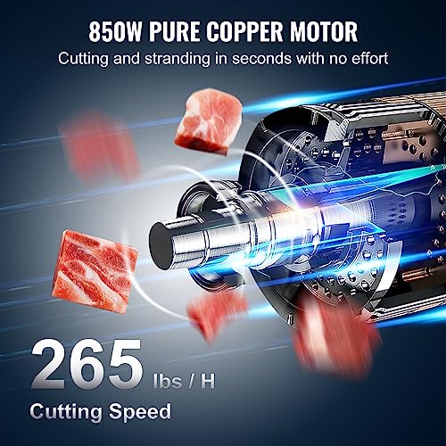 VEVOR Commercial Electric Meat Bandsaw, 850W Vertical Bone Sawing Machine, Stainless Steel 23.6" x 18.3" Workbench, Frozen Meat Cutter with 2 Blades, VEVOR