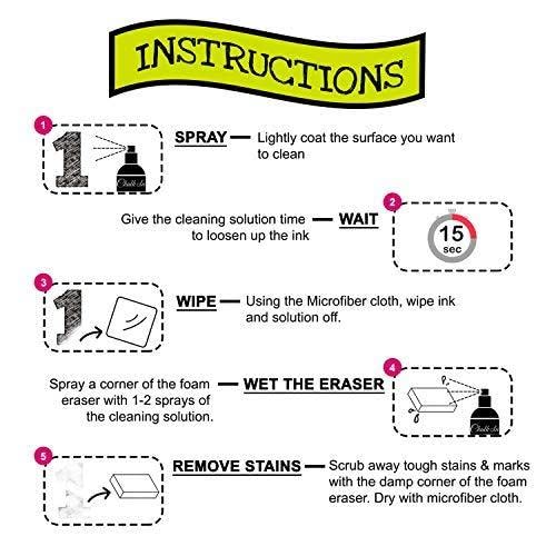 Chalkola Natural Chalkboard Cleaner Spray & Eraser Kit for Liquid Chalk Markers - Suitable for Whiteboard, Blackboard and Dry Erase Boards - Comes - WoodArtSupply