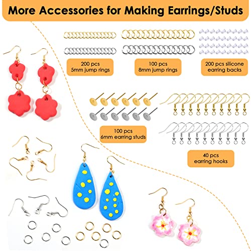 Polymer Clay Cutters for Earrings Making, 705 PCS Set with 49 Shapes Stainless Steel Cutter Tools, 640 Jewelry Accessories, 16 Circle Shape Earring Cruzix