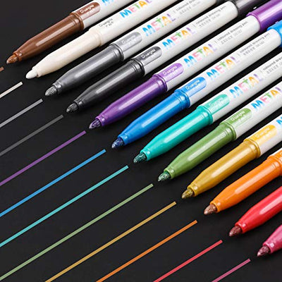 Sunshilor Metallic Markers Medium Point Metallic Marker Pens for Black Paper, Art Rock Painting, Easter Egg, Halloween Pumpkin, Card Making,