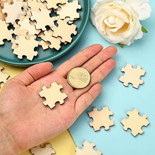 KitBeads 100pcs Random Blank Wooden Puzzle Pieces Laser Cut Unfinished Wood Ornaments Puzzle Shape Wooden Embellishments for Crafts Home Decorations KitBeads