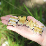 Wazakura 4PCS Interlocking Mini Ikebana Kenzan Flower Frog, Made in Japan, Japanese Floral Arranging Pin Holder - 1.25"(32mm) x1.18(30mm) Brass, 4PCS Hanafubuki