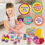 GirlZone Sweet Cakes Play Sand Kit, Fun Sand Box Toys Kit with 2lbs Moldable Sensory Sand and 17 Sandbox Sand Tools, Fun Sand Toys for Toddlers Age GirlZone
