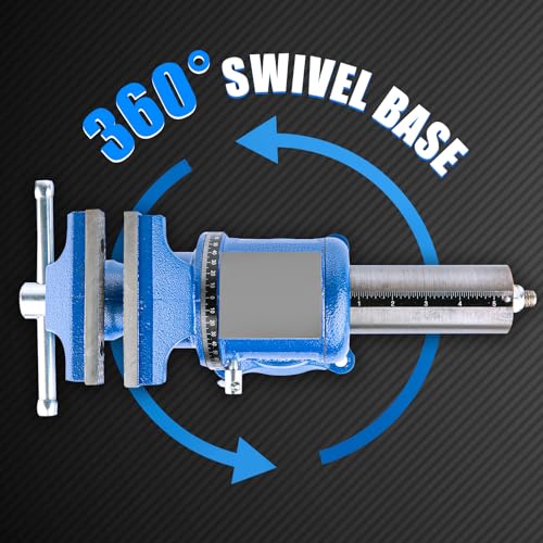 COGNATIVE 360° Multi-Purpose Bench Vise, Ductile Iron, Heavy Duty with Anvil, Clamp force 4000KG, Blue, 5-Inch COGNATIVE