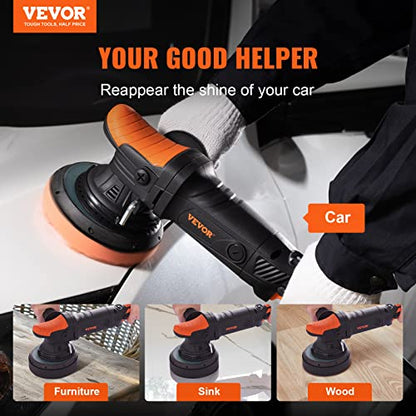 VEVOR Buffer Polisher, 6-Inch Dual Action Polisher for Car Detailing, 6 Variable Speed 1900-4600RPM Random Orbital Polisher Waxer Kit, with - WoodArtSupply