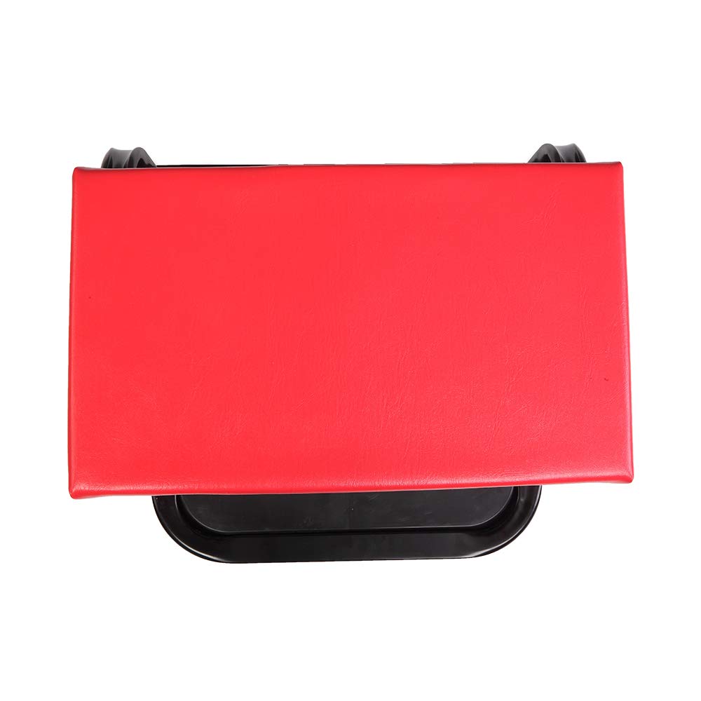 Parts-Diyer Shop Garage Rolling Stool Mechanic Roller Seat Chair, Rectangular Shape Auto Accessory, Red Parts-Diyer