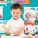 AROIC 16Colors Kids Washable Finger Paint, Non-Toxic, Art Painting Supplies for Toddlers, Finger Painting Supplies for Kids, Hand Painting DIY Crafts AROIC
