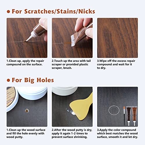 SEISSO Wood Furniture Repair Kit, Wood Putty Repair Fillers, Hardwood Laminate Floor Repair Kit, Restore Any Holes, Scratches, Cracks, Gouges for SEISSO