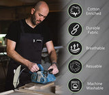 RUVANTI Work Aprons for Men/Women with Pockets - Adjustable up to XXL - Professional Grade Durability - Black Apron for Barber, Chef, BBQ, Kitchen, RUVANTI