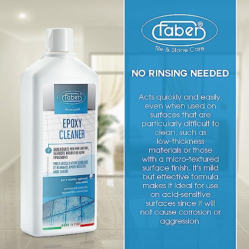 Faber Epoxy Remover – Epoxy Resin Haze Remover and Post Construction Cement Grout Cleaner to Renew Refresh & Restore Natural Shine of Porcelain Faber