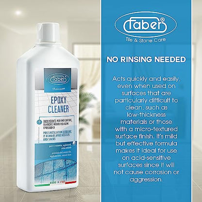 Faber Epoxy Remover – Epoxy Resin Haze Remover and Post Construction Cement Grout Cleaner to Renew Refresh & Restore Natural Shine of Porcelain - WoodArtSupply