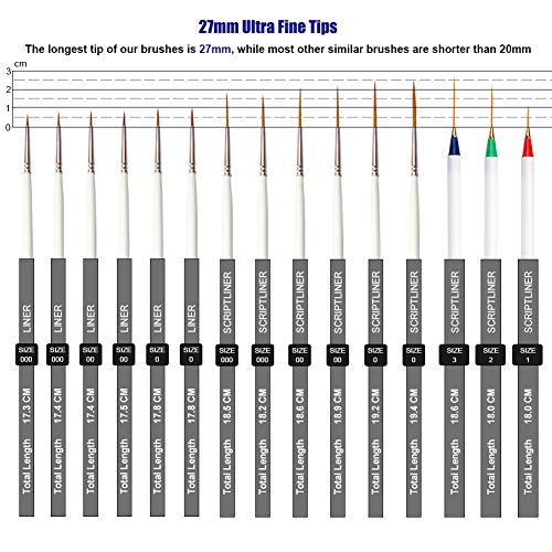 Afantti 15 Pcs Paintbrushes, Detail Fine Paint Brushes Micro Mini Tiny Artist Paintbrush Set | Ultra Fine Point Tip | for Miniature Acrylic Script Afantti