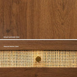 Atlantic Natural Rattan Panels with Storage Loft & Luv Remy Boho Mid-Century Console Entryway Table, Walnut Atlantic