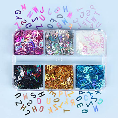 Ankexin English Letters Glitter Sequins Flakes Resin UV Epoxy Mold Fillings Nail Decor - WoodArtSupply