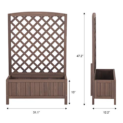 Aivituvin Planter with Trellis Raised Garden Bed Large Garden Box Outdoor for Flower Standing Vertical Lattice Panels for Vine - WoodArtSupply