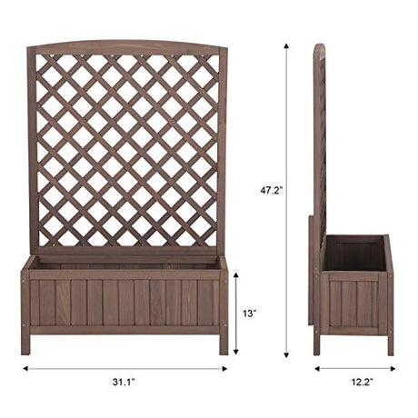 Aivituvin Planter with Trellis Raised Garden Bed Large Garden Box Outdoor for Flower Standing Vertical Lattice Panels for Vine Aivituvin