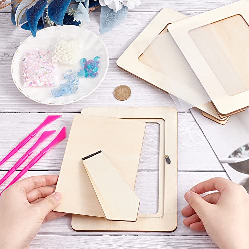 OLYCRAFT 3 Sets Moon Star Themed Picture Frame Painting Craft Kit Unfinished Wood Photo Frames DIY Wooden Photo Frames for DIY Painting Project Photo