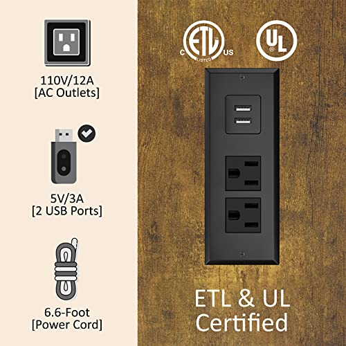 AMERLIFE Rustic Brown Queen Size Wooden Platform Bed with LED Bookcase Headboard, Storage Drawers & Charging Station AMERLIFE