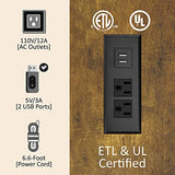 AMERLIFE Rustic Brown Queen Size Wooden Platform Bed with LED Bookcase Headboard, Storage Drawers & Charging Station AMERLIFE