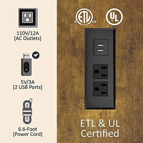 AMERLIFE Rustic Brown Queen Size Wooden Platform Bed with LED Bookcase Headboard, Storage Drawers & Charging Station AMERLIFE
