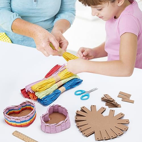 FREEBLOSS 8 Set Heart Style Basket Weaving Kit Introductory Sewing for Beginners, Creative Woven Bowl Suitable for for Kids Arts and Crafts Projects FREEBLOSS