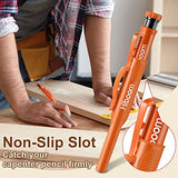 Hiboom 2 Pack Solid Carpenter Pencils with Pencil Cap and 18 Refills, Long Nose Deep Hole Mechanical Pencil Marker, Scribe Tool with Built-in Hiboom