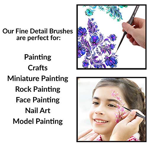 Miniature Painting Kit - (Set of 13) Fine Micro Detail Paint Brushes,  Miniature Paint Brushes for Models, Face, Nail Art, Fantasy, Acrylic
