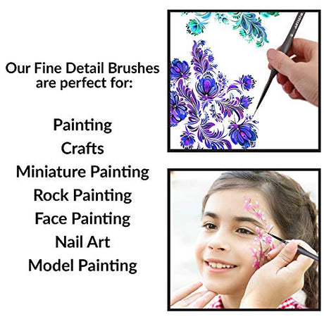 Miniature Painting Kit - (Set of 13) Fine Micro Detail Paint Brushes, Miniature Paint Brushes for Models, Face, Nail Art, Fantasy, Acrylic, ARTISTIK