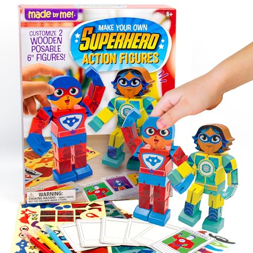 Made By Me Make Your Own Superhero Action Figurines, Make Your Own Action Figure, Includes Superhero Stickers, Moving Superhero Figurines, Customize Made By Me