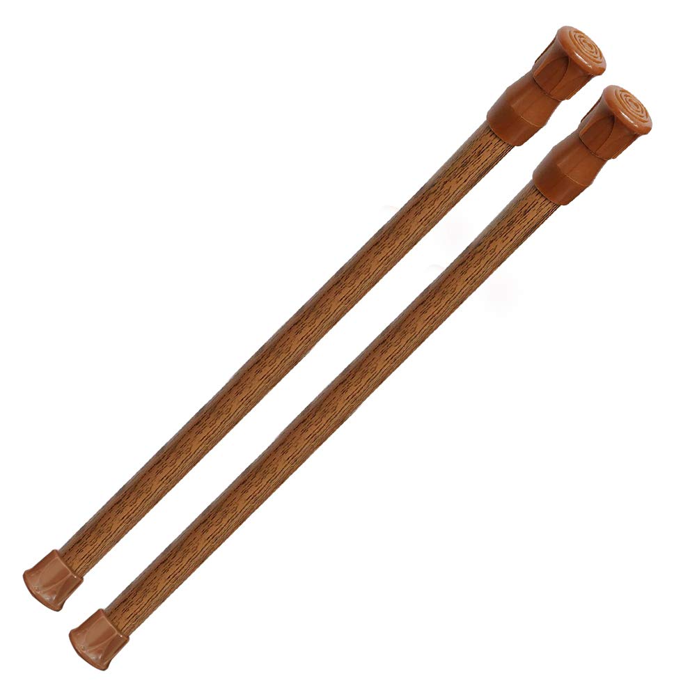 AIZESI 2PCS Curtain Rods Small Tension Rod 16 to 28 Inch Extendable Spring Curtain Rods Wood Color Tension Curtain Rod Short Spring Tension Rod for AIZESI