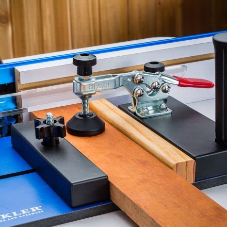 Rockler Rail Coping Sled for Router Table – Round Handle Router Sled for Firm Grip – Toggle Clamp Features Easy, Tool-Free Adjustments - Maximum ROCKLER