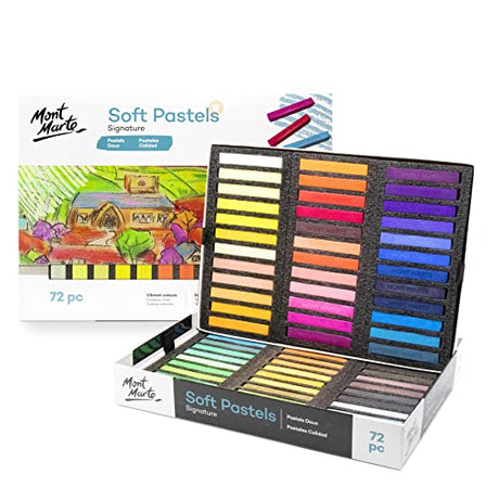 MONT MARTE Soft Pastels Signature 72pc, Set of 72 Assorted Colored Pastel Sticks, Vibrant and Blendable, Ideal for Art, Craft, Drawing, Sketching MONT MARTE